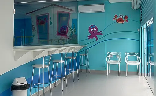 Refeitório da Bloop! Kids Natação de Moema